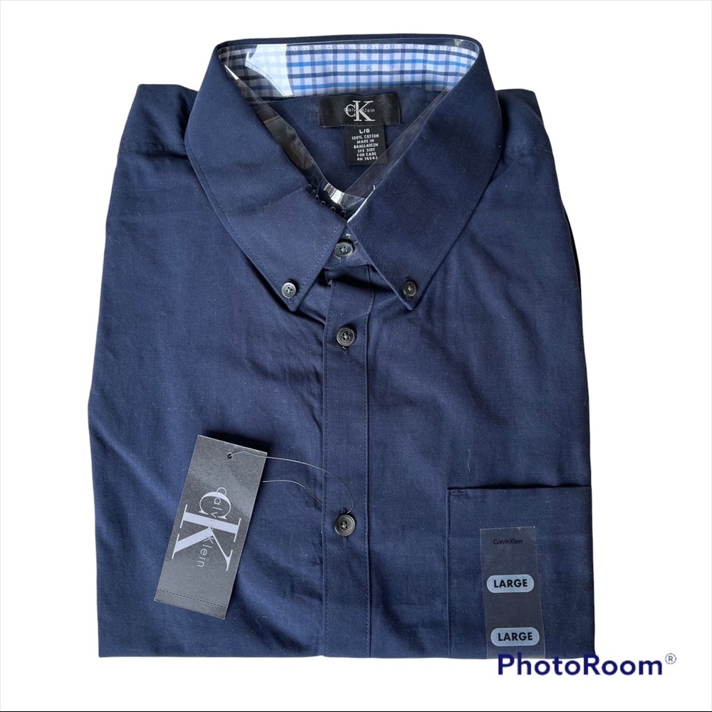 Calvin Klein navy blue dress shirt Large